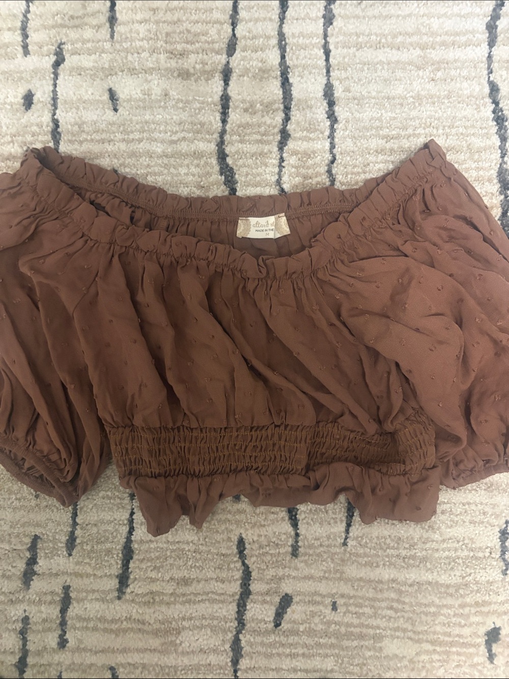 Altar'd State Rust Brown Smocked Waist A-Line Skirt